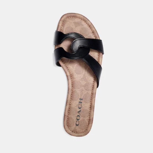 NEW Coach Essie Sandal in black leather - Picture 1 of 10
